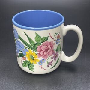 Vtg Flowers Balloons Jane Bowen Mug 670100 Spring Summer Garden Blossom Cottage